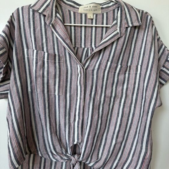 Anthropologie Cloth & Stone Linen Stripe Shirt size Small - Picture 6 of 10
